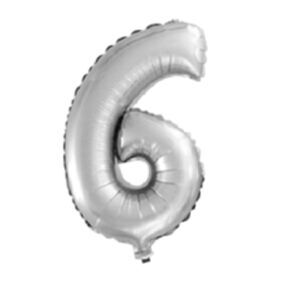 Number 6 Six Silver Helium Air Balloon Party Engagement Birthday NWT 16